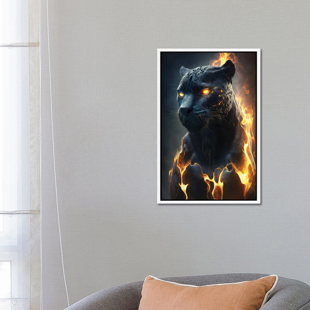 Black Panther Flames von Zenja Gammer - Galerie-verpackte Leinwand Giclée auf Leinwand