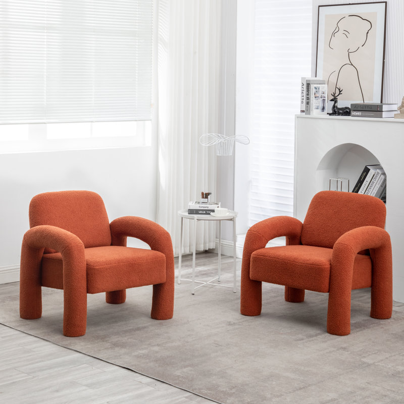 Amrane Upholstered Armchair, Orange Polyester