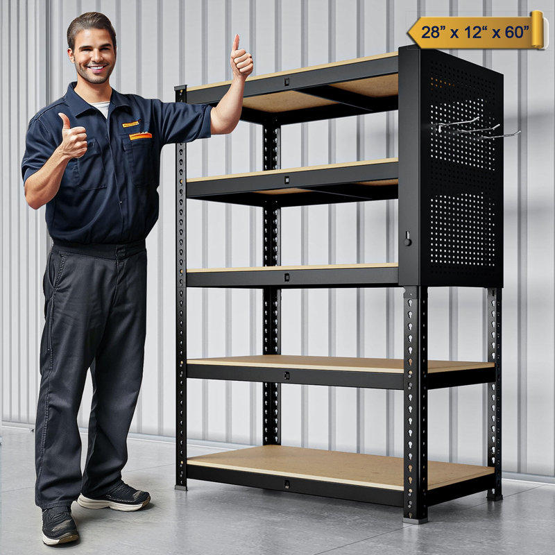  Tablettes de rangement robustes à 5 niveaux pour garage 2600LBS, l 27,55 po x P 11,81 po x H 59,84 po