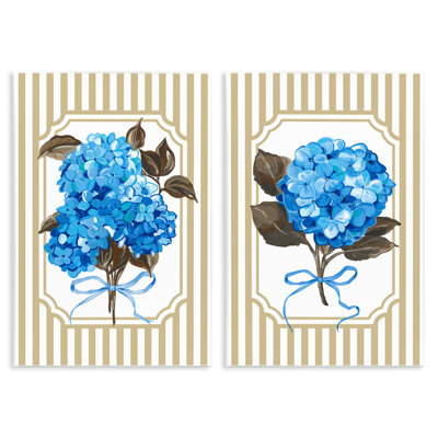 Ensemble de 2 plaques murales Hydrangea Bouquets with Bows, design par Adonna Ebrahimi