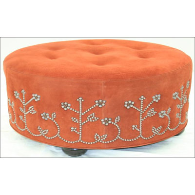 Round Leather Ottoman