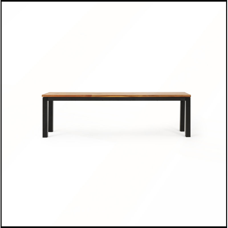 Banc moderne en bois d'acacia avec structure en métal pour l'extérieur