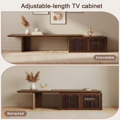 78.7"-110" Extendable Tv Stand With Storage, Modern Entertainment Center For 55+ Inch Tv, Media Console For Living Room - Walnut