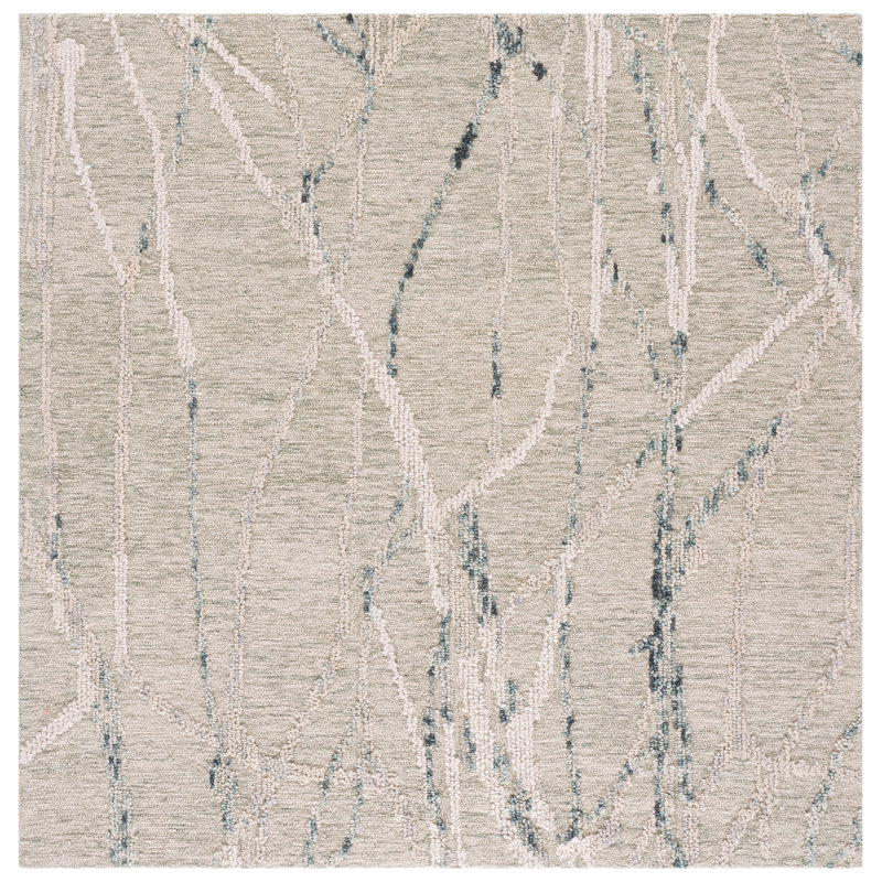 Harvest 303 Hand Tufted Wool; Cotton Abstract Rug in Sage/Ivory, Square 6'