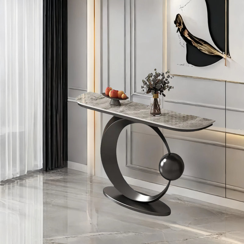 Console luxueuse pour hall d'entrée en ardoise, H 31,5 po x l 39,4 po x P 11,8 po, Noir, noir, noir, noir, Gris