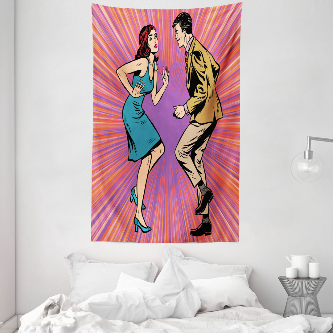 Pop Art Retro Disco Pärchen Wandteppich