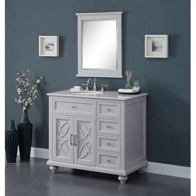 Conjetta 38"W x 22"D Bath Vanity with Marble Vanity Top and Basin