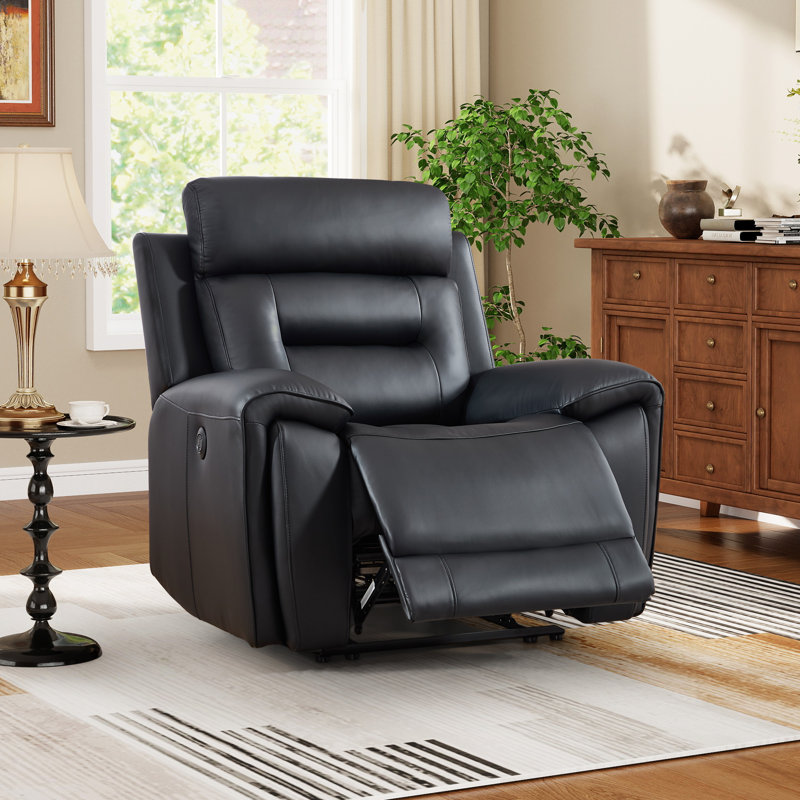 40.9" Wide Modern Faux Leather Electric Standard Recliner With USB & Type-C Ports, Black