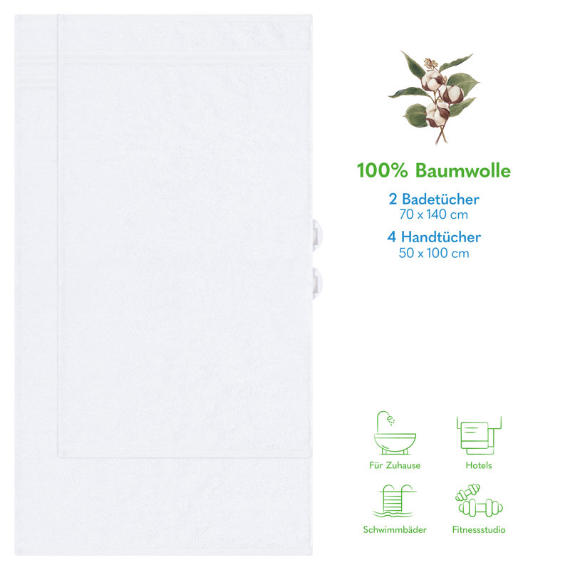 Rensina 100% Cotton Midweight Mulit-Size Set, Weiß