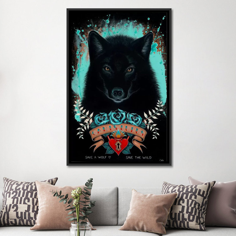 «Canis Lupus», peinture sur toile tendue, H 60 po x l 40po x P 1,5 po, Toile tendue, Pas de tapis