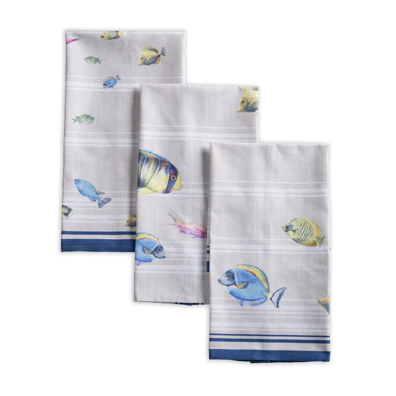 Ensemble de 3 serviettes à thé Poisson