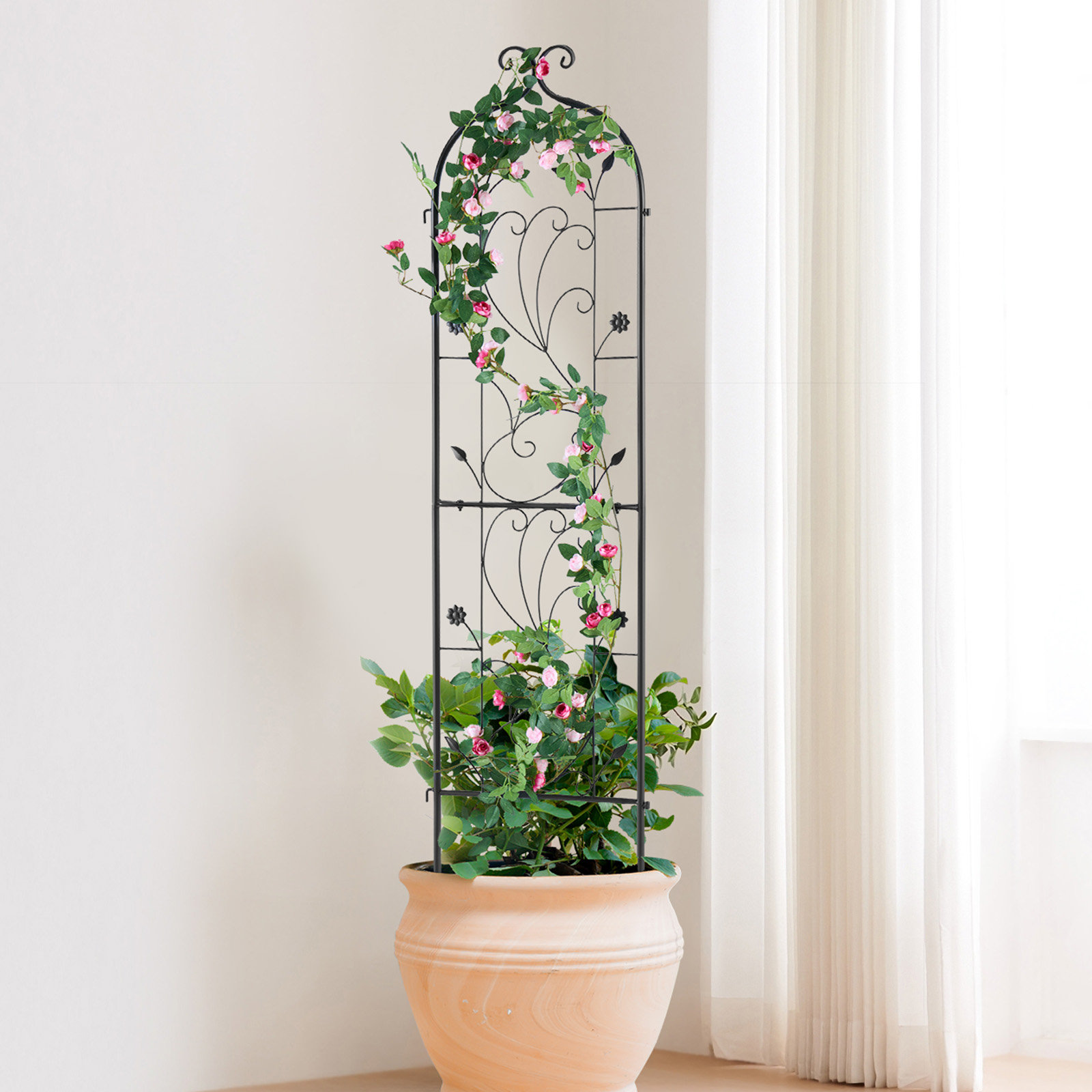 Winston Porter Metal Garden Trellis for Climbing Plant Support 60 x 15 in  Rustproof | Wayfair