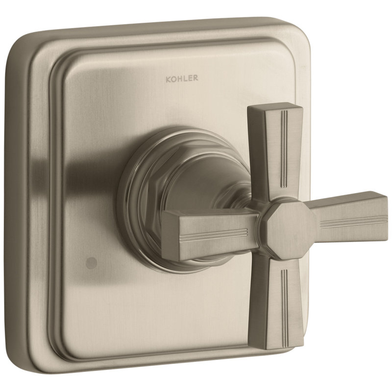 Pinstripe Valve Trim with Cross Handle for Transfer Valve, Requires Valve, Bronze brossé vibrant