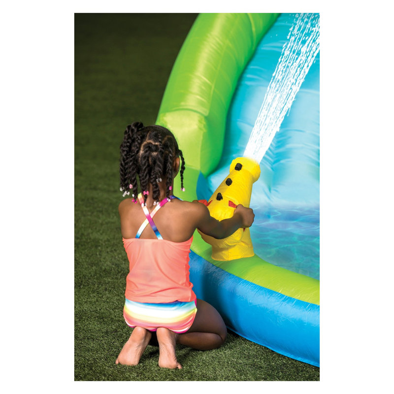 Magic Time Adventure Falls Inflatable Water Park with 2 Slides & Basketball Hoop