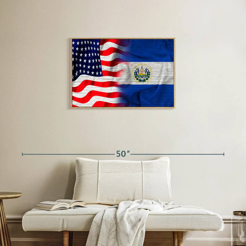 États-Unis et Salvador Nishi au Salvador, 31 po x 21 po, Cadre flottant en bois naturel