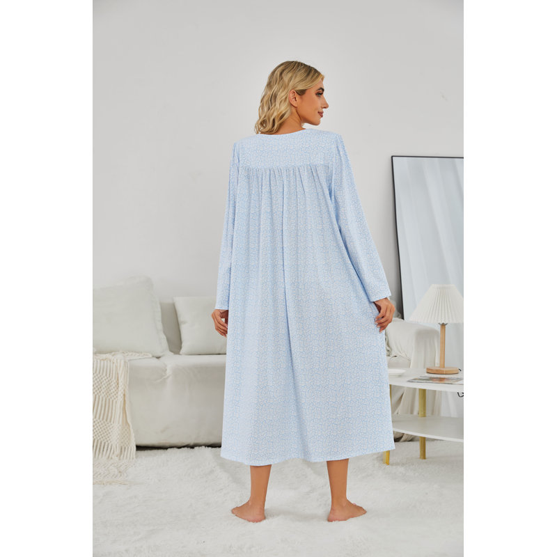 Peignoir 100% coton mi-mollet avec poches, TG