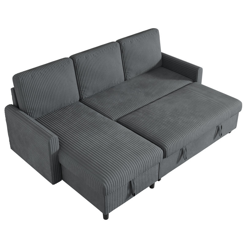  Divan-lit 74,8 po Bergvin, Velours côtelé gris foncé