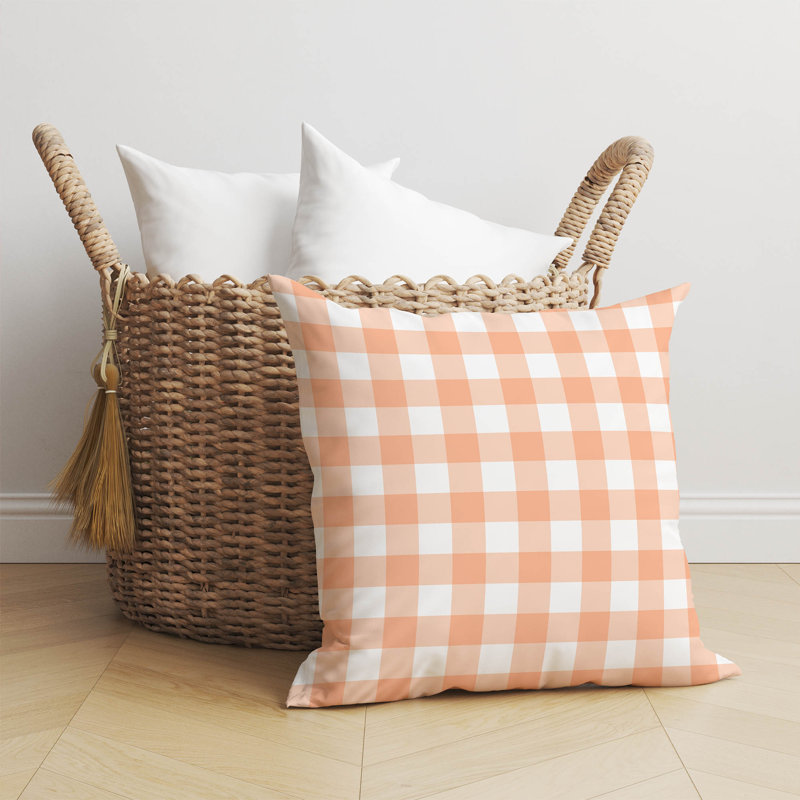 Coussin Proper, H 26 po x l 26 po, Pêche / orange