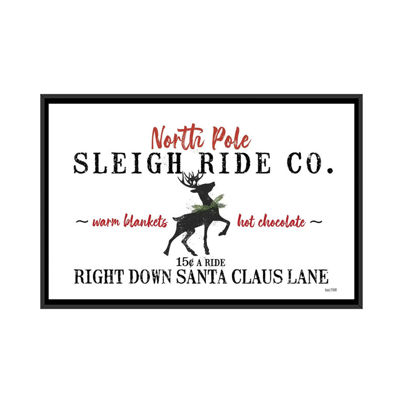 «Sleigh Rides» par House Fenway - Art textuel, H 26 po x l 40 po x 1,5 po, Toile avec cadre noir, Pas de tapis