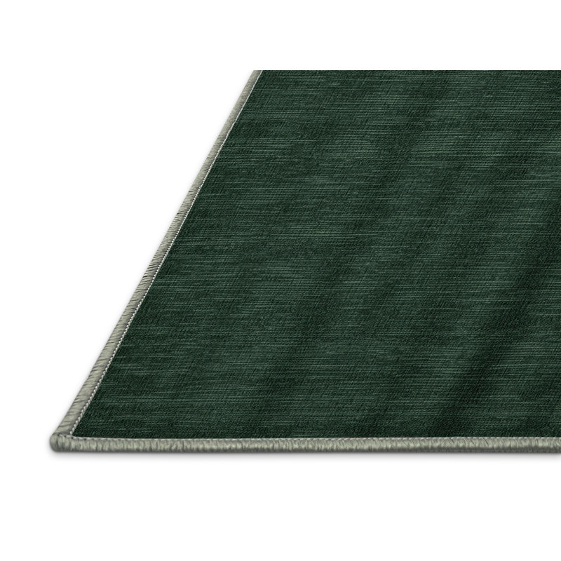 Machine Washable Solid Green Area Rug, Rectangle 6' x 9'