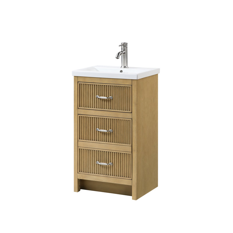 Bianca 20 In. W X 16 In. D X 35 In. H Single Sink Bath Vanity In Light Oak Finish With White Ceramic Top