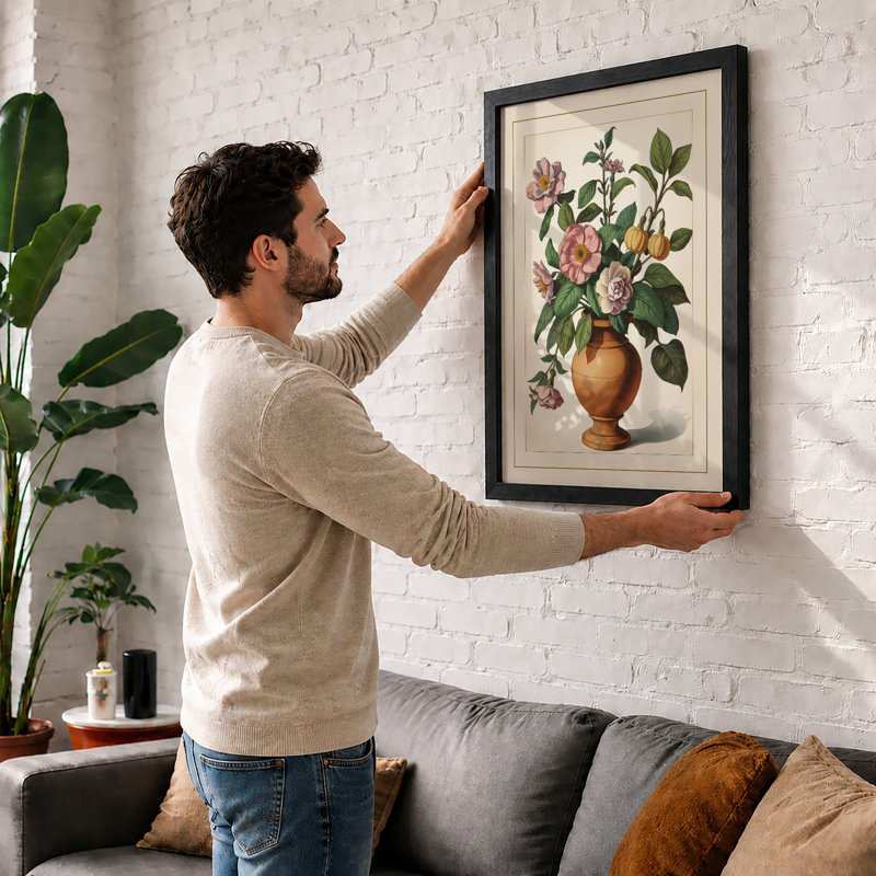 Roses in Terracotta Botanical - Framed Print, Unframed, A2 - 59.4 x 42.0 cm