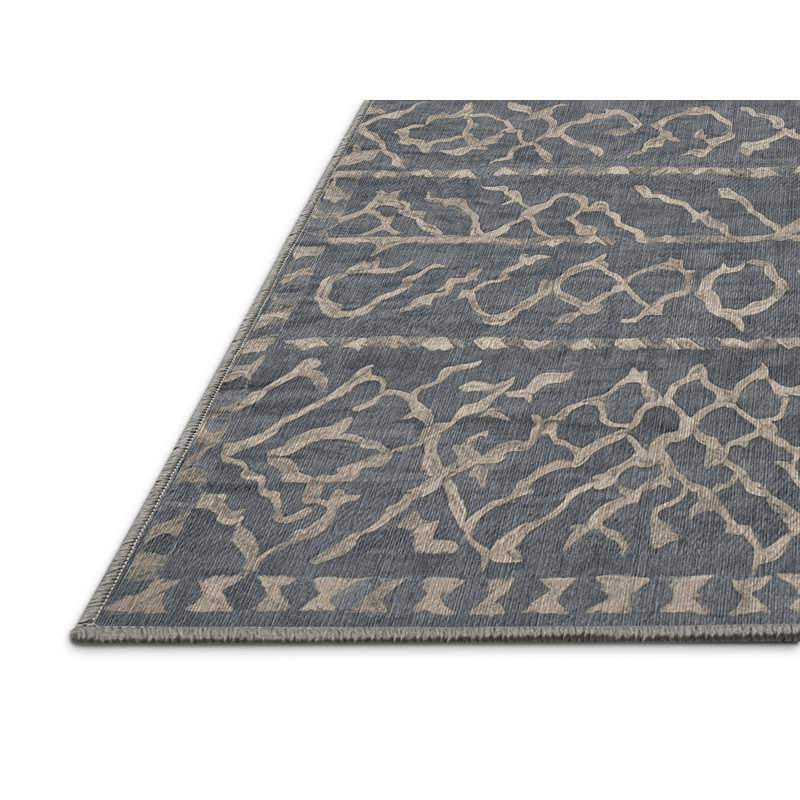 Machine Washable Gray Area Rug, Rectangle 7' x 9'
