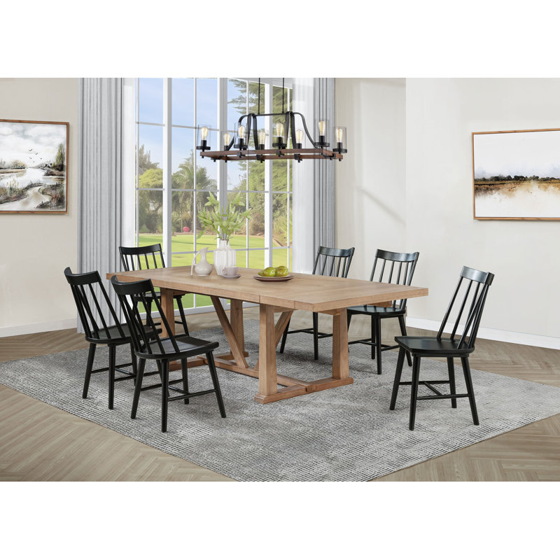 Burson 7-piece Extension Leaf Dining Set Brown and Black, Black, 7 Pieces: Table, 6 Chairs