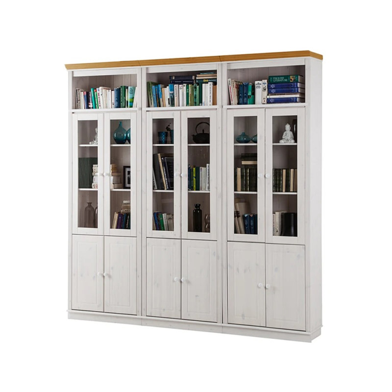 Demauria 223cm H x 518cm W Bookcase, White/Natural