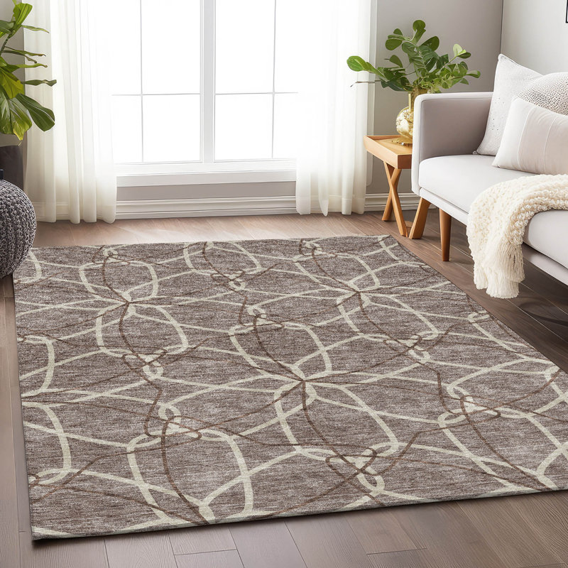 Premium Machine Washable Prisco Taupe Rug, Rectangle 9' x 12'