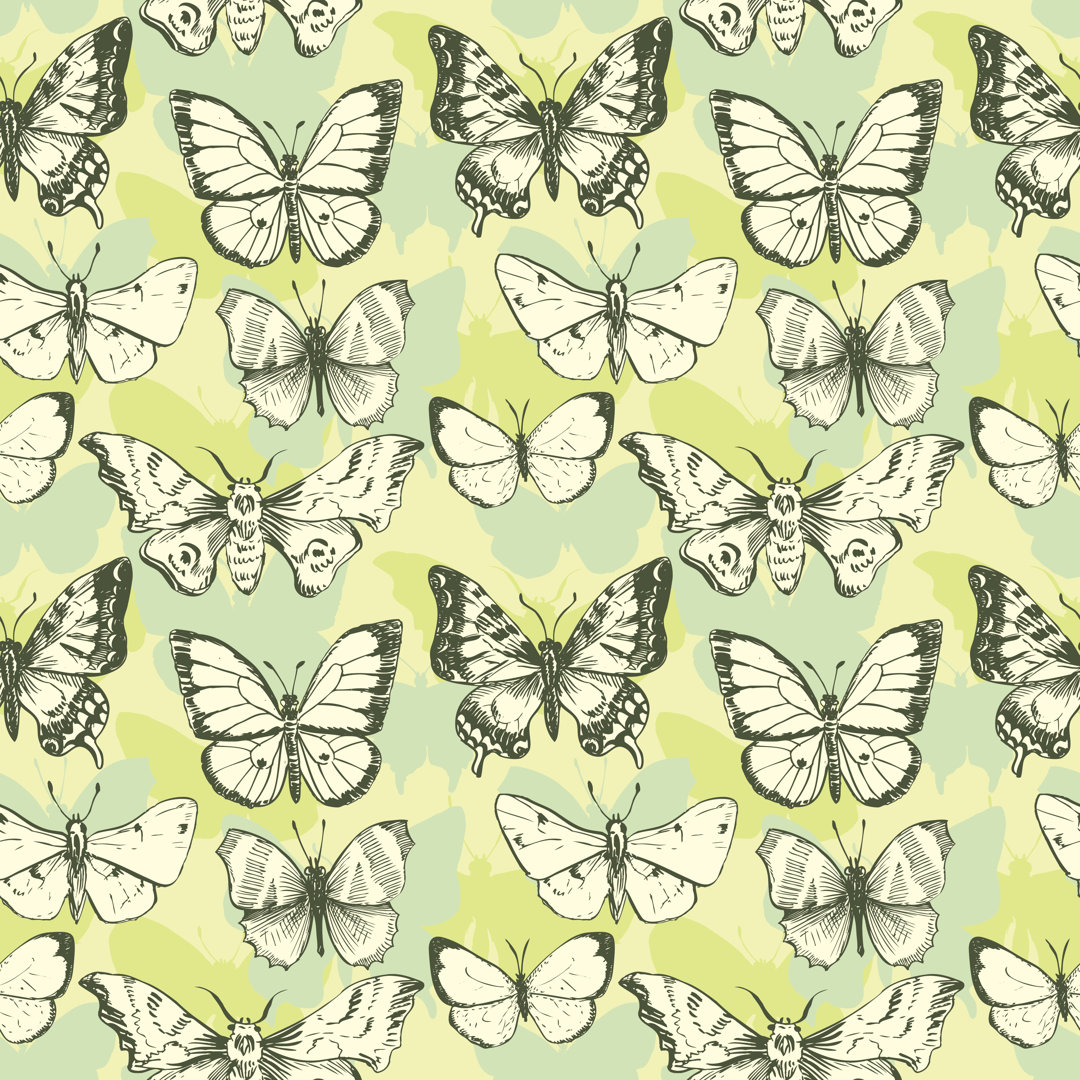 Applin Seamless Pattern Of Butterflies by Cat_arch_angel - Leinwandbild mit Wrapping