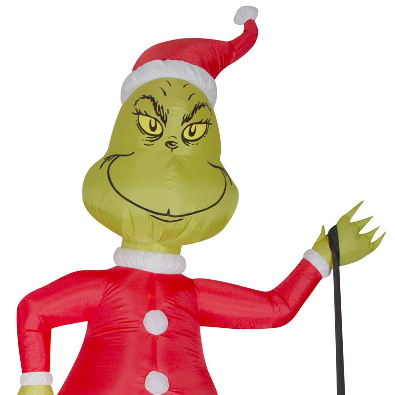 12 pi. Grinch gonflable sur traîneau avec Max