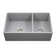 Houzer 33 in Fireclay Apron Front 60/40 Double Small Right Sink w/ Strainer,Grids