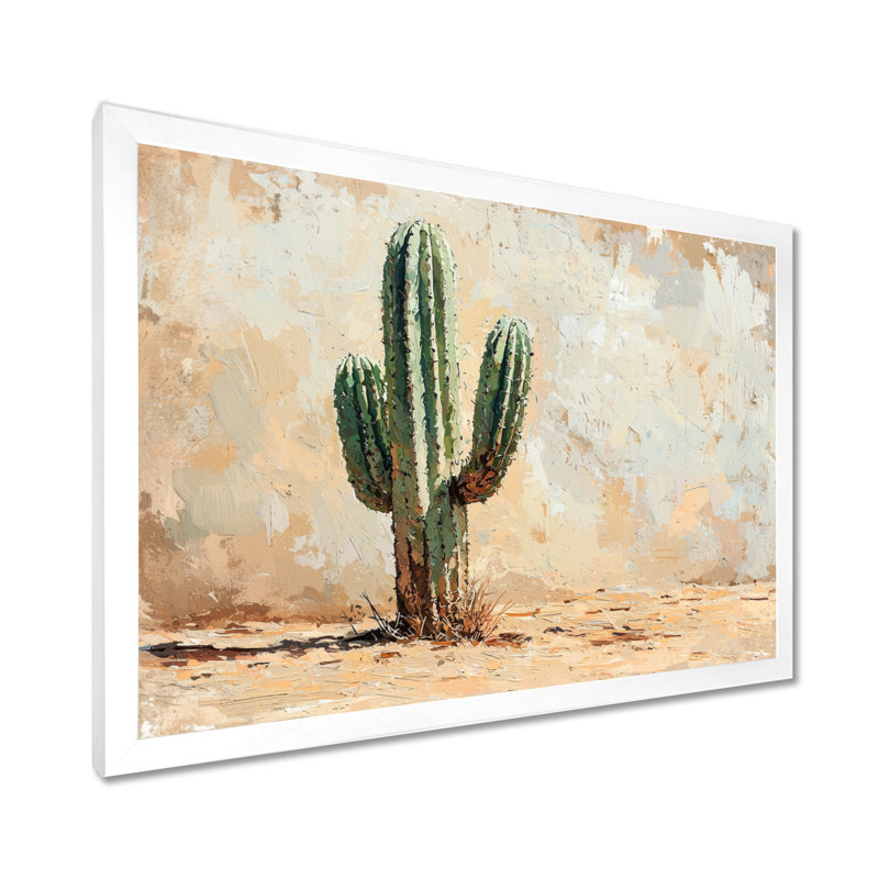 Marth, cactus dans le désert II - cactus, art mural, H 30 po x l 40 po, Cadre simple, Blanc