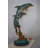 Bronze Two Dolphins fountain Bronze Statue on a marble -  Size: 19"L x 15"W x 36"H.