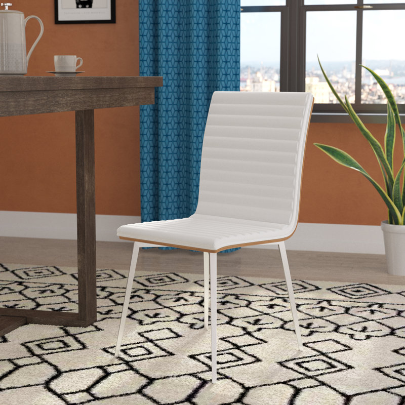 Chaise pivotante en similicuir Maxwell avec dossier en bois, Blanc