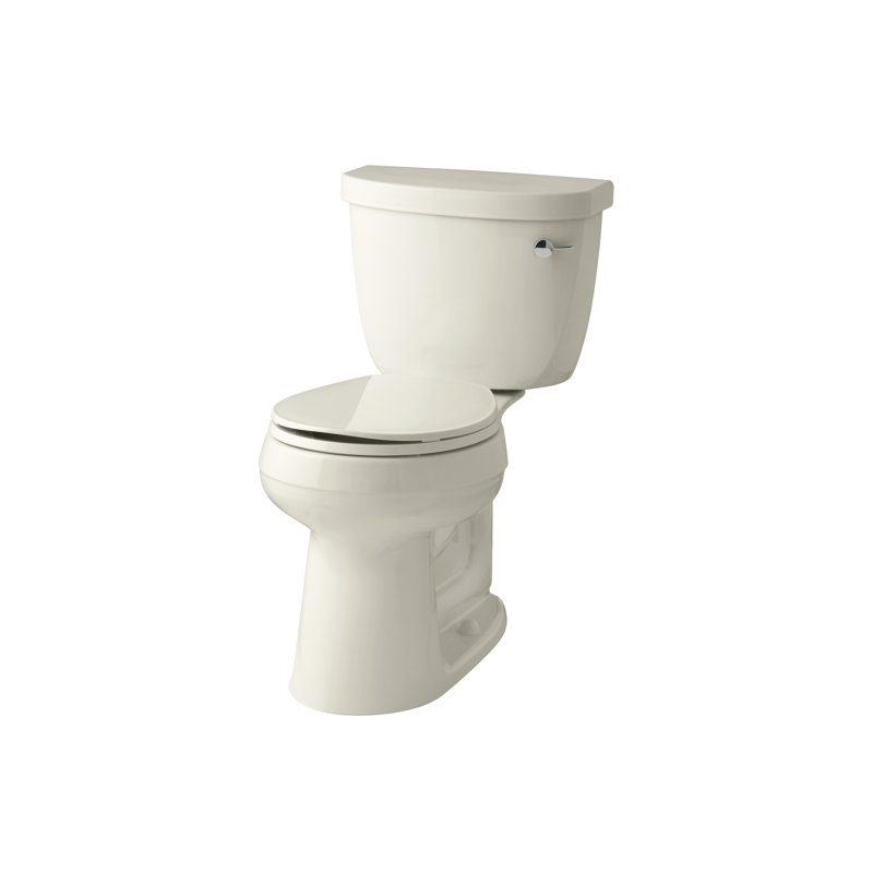 Cimarron® 1.28 GPF Water Efficient Round (Seat Not Included), Almond, Right-Hand