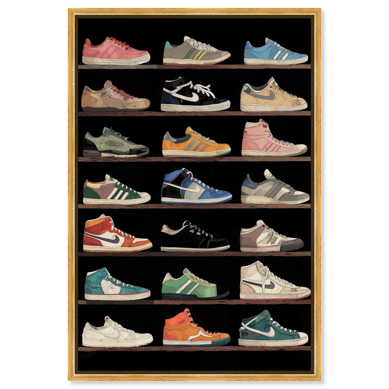 Impression sur toile rétro avec espadrilles par Notoriart, 10" H x 15" W, Cadre doré