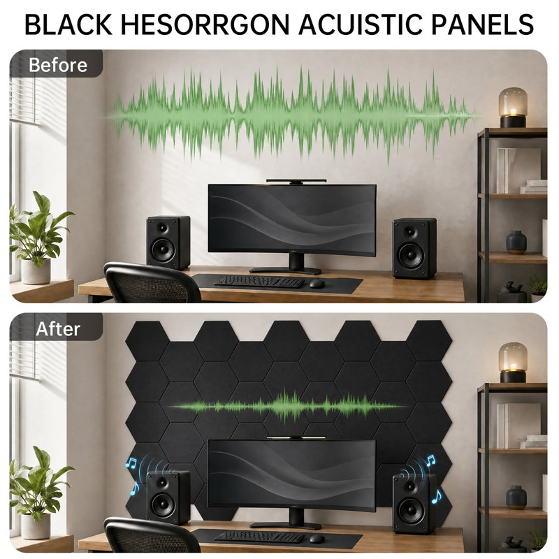 Paquet de 12 panneaux carrés de feutre auto-adhésifs carrés, carreaux muraux insonorisants en polyester haute densité de 0,9 po, panneaux insonorisants faciles à installer