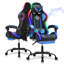 Fauteuil de jeu inclinable et ergonomique en cuir avec haut-parleurs intégrés et lumières DEL Hoffree-69741809
