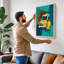 Yellow Bulldozer Mid-Century - Wrapped Canvas-1799058954-1799059059