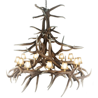 Style bougie/lustre traditionnel 12 lumières avec accents antler Ida
