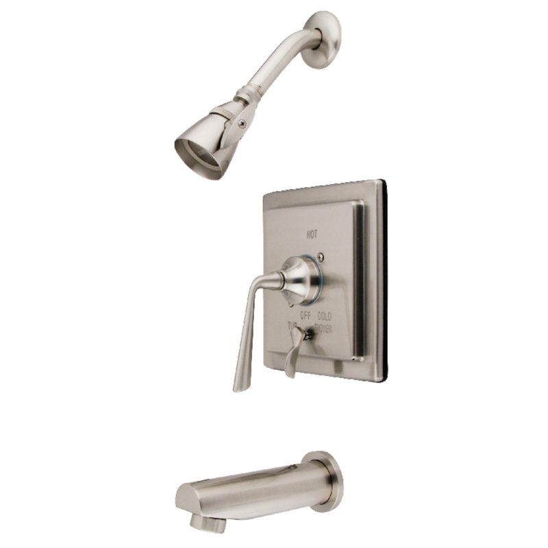 Kingston Brass Silver Sage Single-Handle Pressure Balanced Tub and Shower Faucet, Brushed Nickel