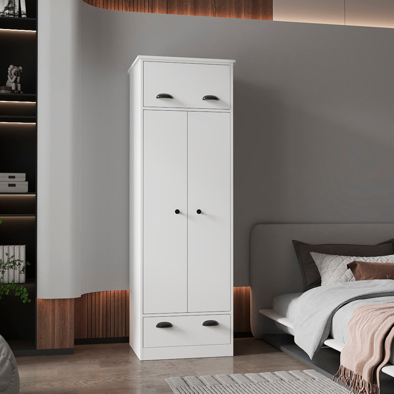 Armoire à double porte et 1 tiroir, Blanc