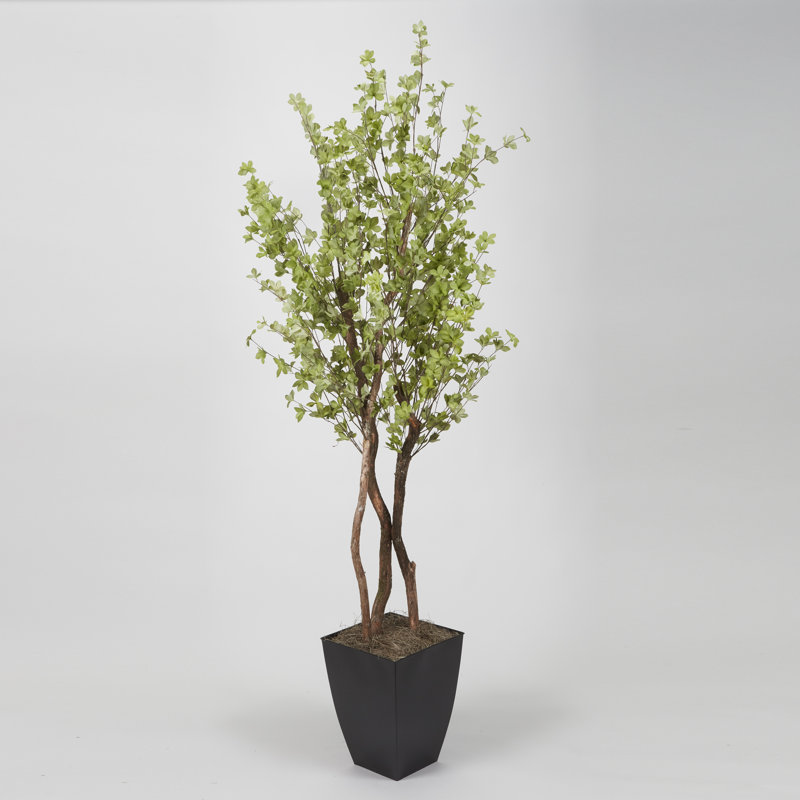 Faux Star Leaf Tree Tree in Metal Planter