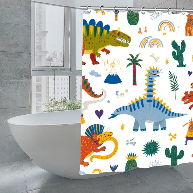 Rideaux de douche Playful Dinosaur and Jungle Elements, 71 x 71
