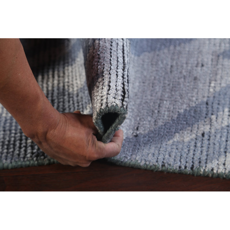 Tapis unique gris noué à la main nouvel âge 5 pi x 7 pi 11 po