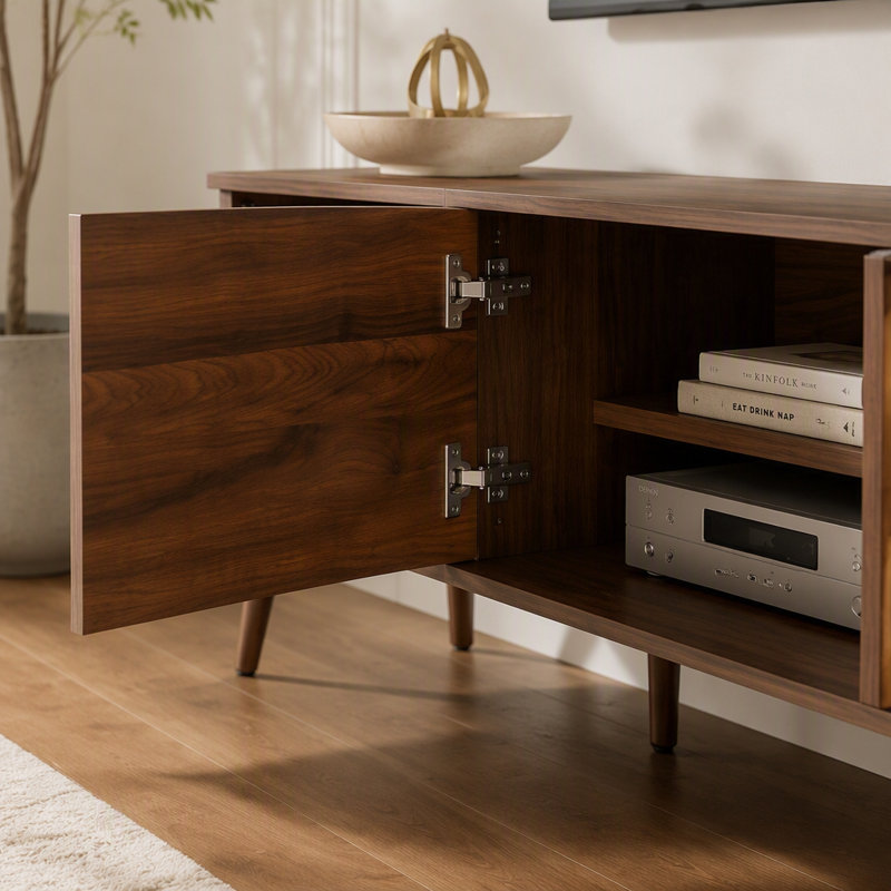 78 Inch Modern TV Stand For Tvs Up To 85", Entertainment Center With Fluted Door & Cable Management, Soft-Closing Hinges, Solid Wood Legs For Living Room