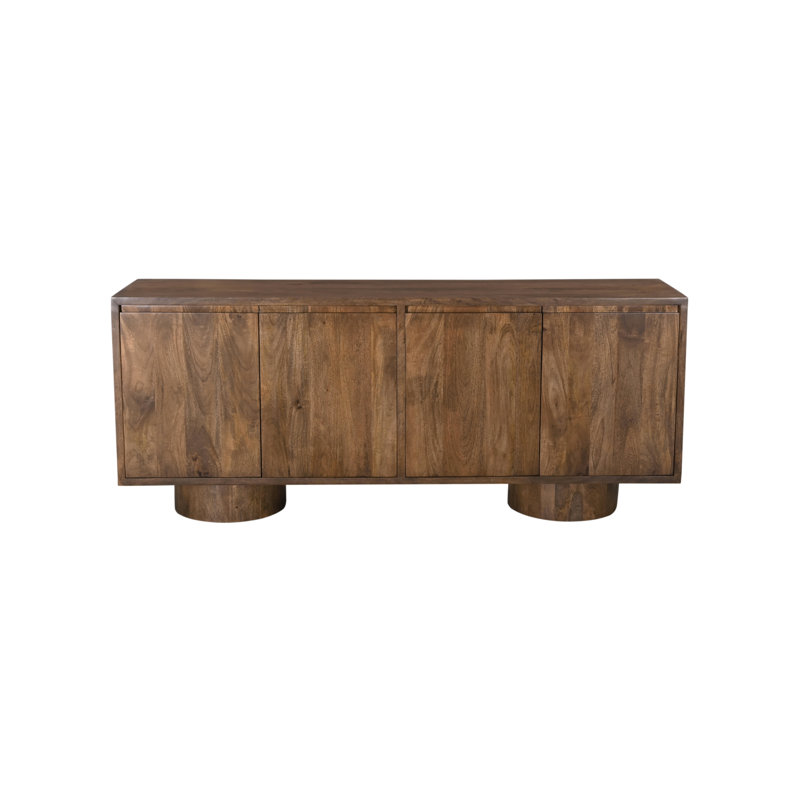 Napa 72" Brown Mango Wood Server with Column Legs & Media Storage
