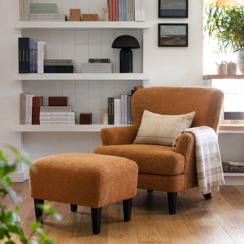 Kamiyla 33'' Wide Armchair and Ottoman, Caramel, Yes